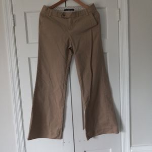 GAP Stretch Wide Leg Chino Pants Women Size 6 Tan Khaki Cotton Stretch